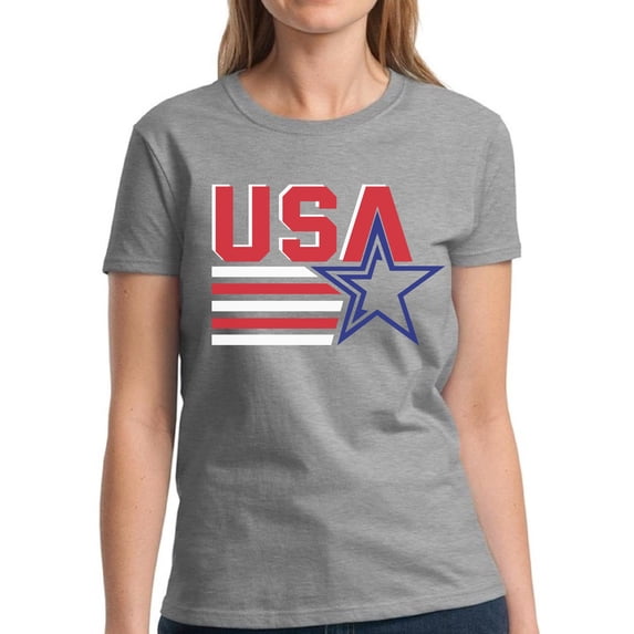 USA Shirts for Women - 4th of July America Star Stripes Graphic Tee