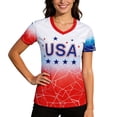 thumbnail image 1 of USA Shirts for Women American Graphic T-Shirts USA Flag Print Casual Short Sleeve Tops, 1 of 4