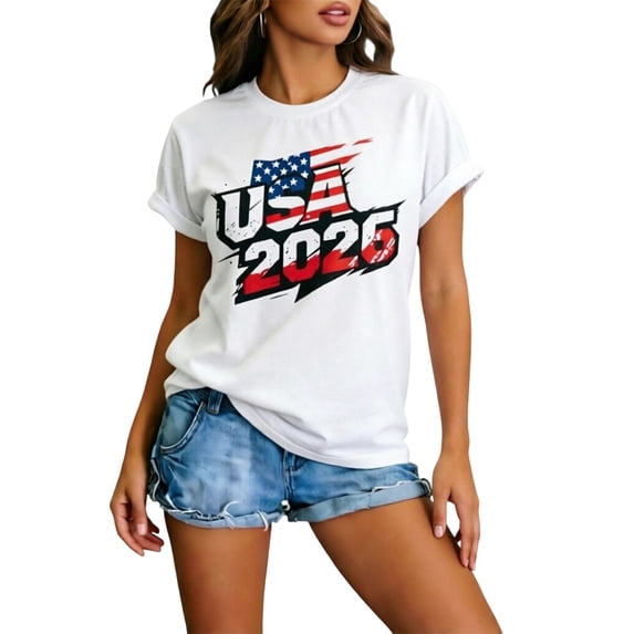 USA Shirts for Women American Graphic T-Shirts USA Flag Print Casual Short Sleeve Tops