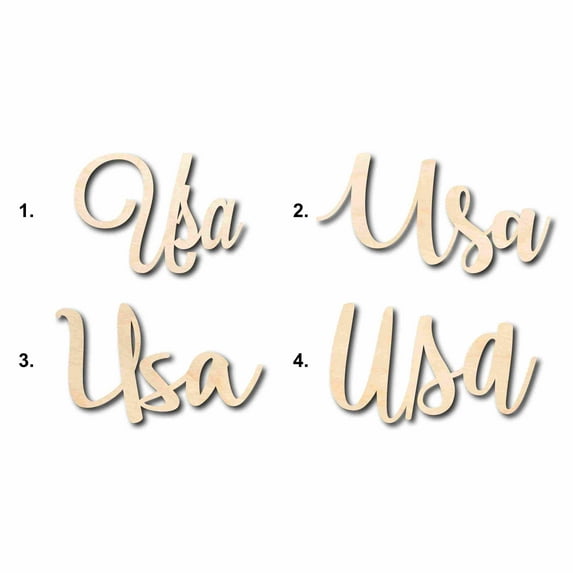USA Sign Unfinished Wood Cutout Home Decor DIY Option 1- 48" Wide / 1/4"