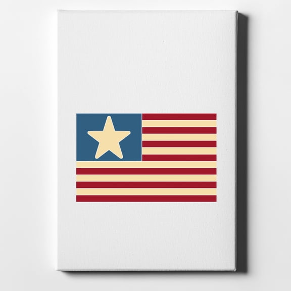 USA Single Star Flag Red White & Blue - 8" x 10" - Decorative Canvas Wall Art - White Edge - 5/8" Gallery Wrapped