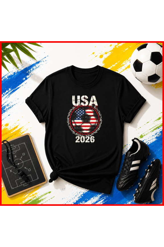 USA Soccer 2026 American Flag Football Supporter Team Unisex T-Shirt Y3306, S-5XL
