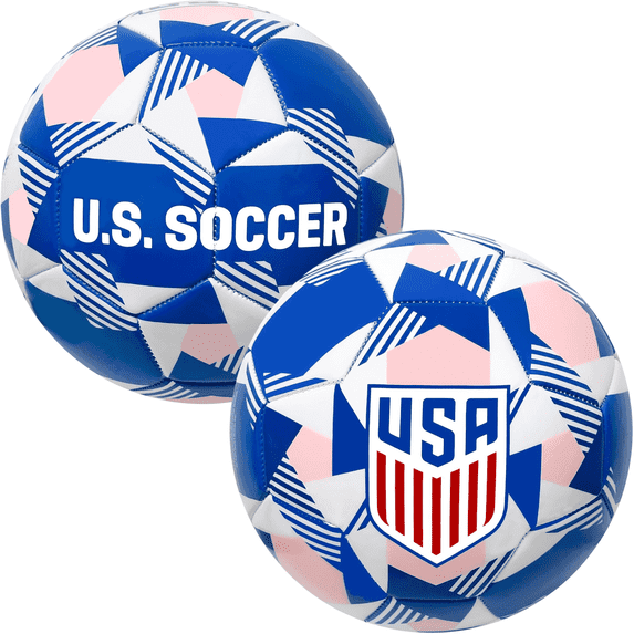 Icon Sports U.S. Soccer Ball, PVC, Blue/Pink Geometric Design, Size 4