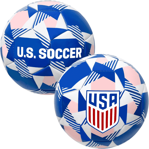 Icon Sports U.S. Soccer Ball, PVC, Blue/Pink Geometric Design, Size 4
