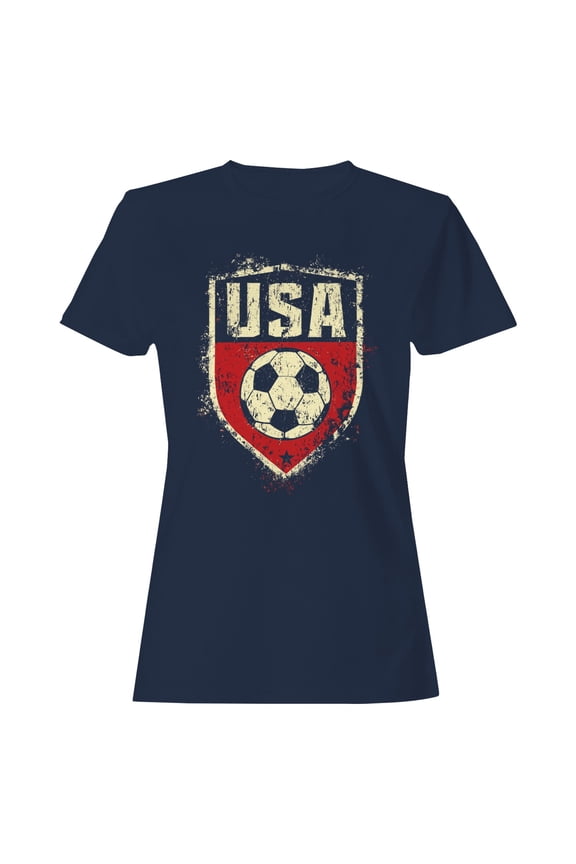USA Soccer Grunge Emblem Women's Navy T-shirt
