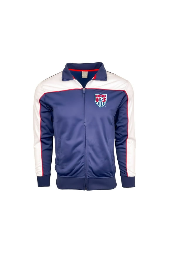 U.S. Soccer Track Jacket, Navy White Stripe, 100% Polyester, YS-XL
