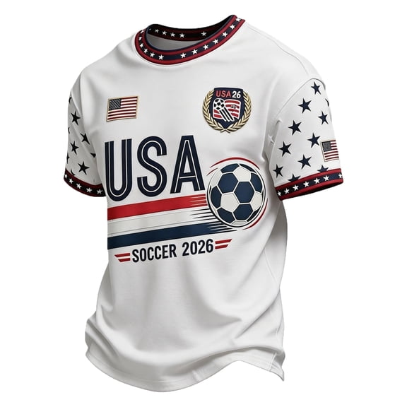 USA Soccer Jersey Men Short Sleeve Retro Streetwear National Team Football Shirt Fan Tee