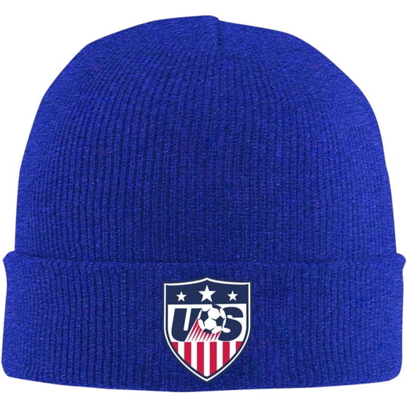 USA Soccer Team Winter Beanie Daily Hat Cuffed Plain Knitted Skull Cap for Men and Women Warm
