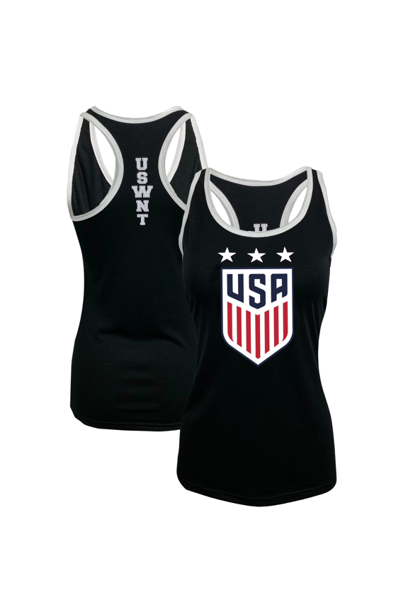 USA Soccer Women's Tank Tops, Black Soccer Racerback Tank Top (Black AM)