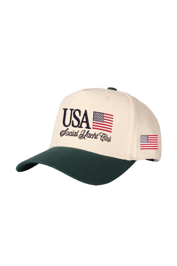 USA Social Yacht Club Embroidered Patchwork Trucker Cap | Adjustable Unisex Snapback, Nautical Club Essential