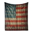 thumbnail image 1 of USA Soft Flannel Fleece Blanket, Fourth of July Independence Day Painted Old Wooden Rustic Background Patriot, Cozy Plush for Indoor and Outdoor Use, 50" x 70", Blue Red Pale Brown, by Ambesonne, 1 of 5