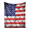 thumbnail image 1 of USA Soft Flannel Fleece Blanket, Fourth of July Independence Day Thatch Rattan Rippled Weave Bamboo Graphic Art, Cozy Plush for Indoor and Outdoor Use, 60" x 80", Navy Blue Red White, by Ambesonne, 1 of 5