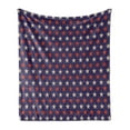 thumbnail image 1 of USA Soft Flannel Fleece Throw Blanket, Vintage Patriotic True Blue Home Country My Land Birthday Retro Pattern, Cozy Plush for Indoor and Outdoor Use, 50" x 70", Dark Blue Cream Red, by Ambesonne, 1 of 6