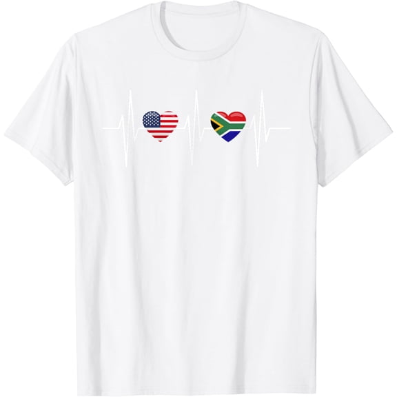 USA South Africa Shirt America South African Flag Heart T-Shirt100% cotton