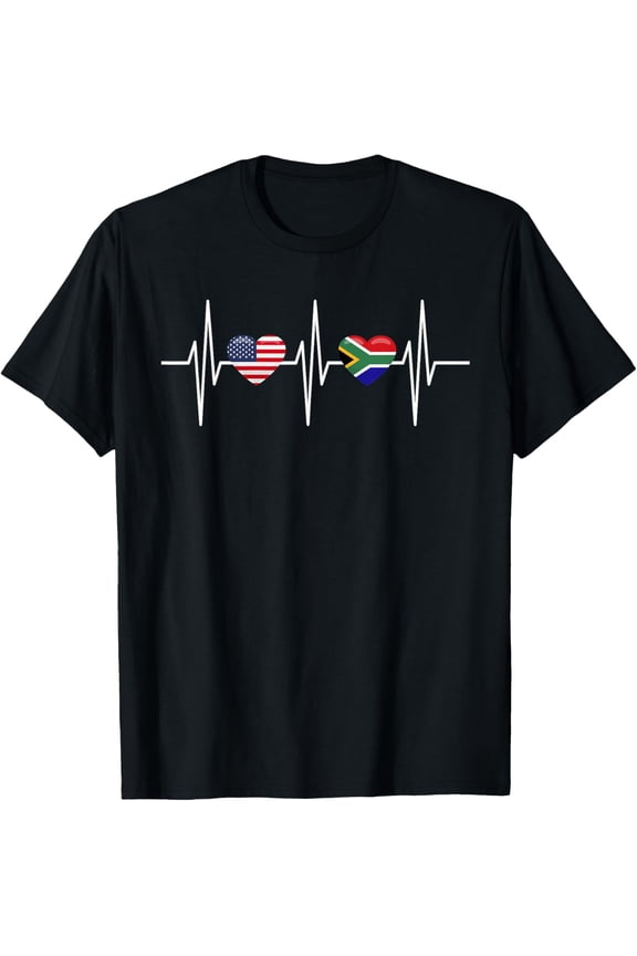USA South Africa Shirt America South African Flag Heart T-Shirt