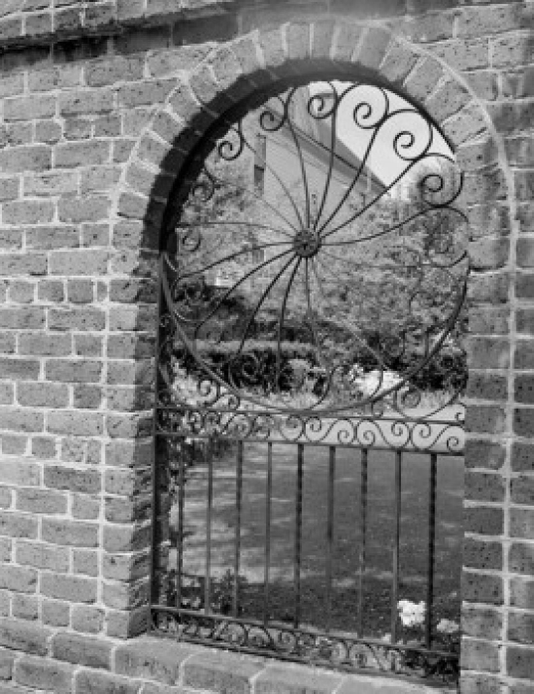 USA South Carolinak Charleston Lamboll Street ironwork in garden wall Canvas Art - (24 x 36)