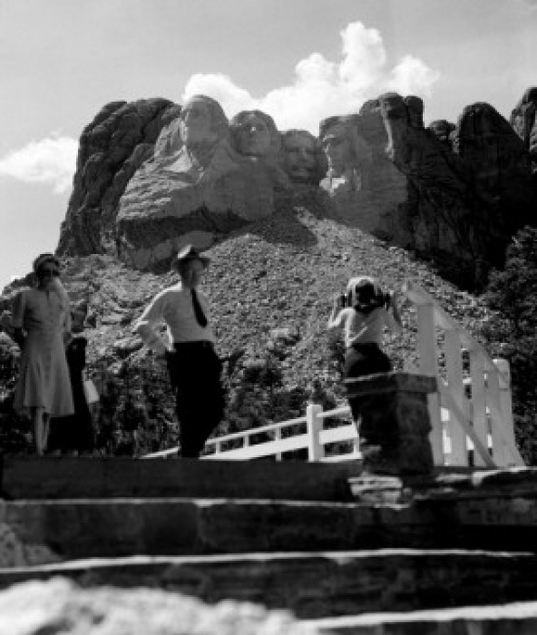 USA South Dakota Tourists admiring Mount Rushmore National Memorial Canvas Art - (18 x 24)