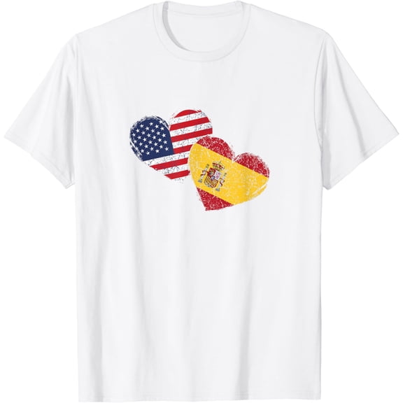 USA Spain Heart Country Flag American Spanish T-Shirt