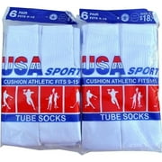 L&H SOCKS USA Sport Men's White Cotton Athletic Tube Socks Size 9-15 (White, 12}