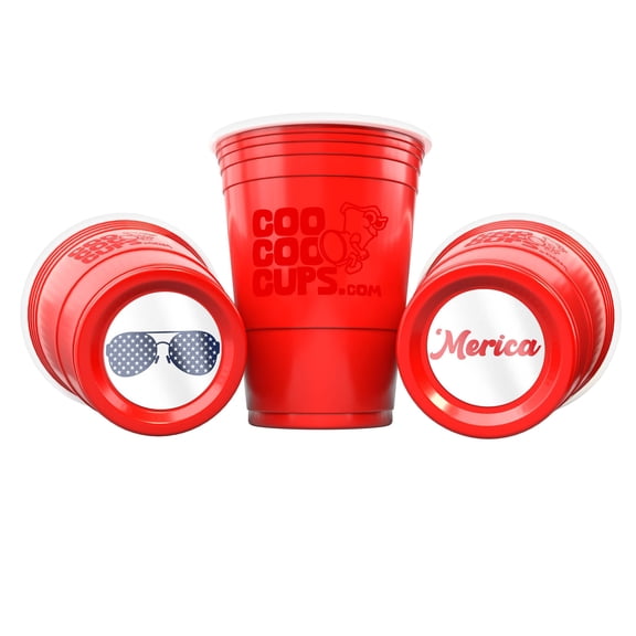 CooCoo Cups® 16oz USA Star Glasses 'Merica Party Cups - 50 Count