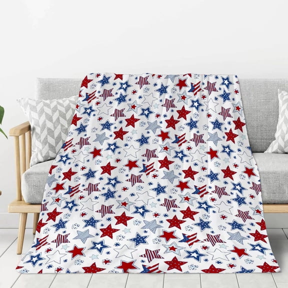 USA Star Spangled Banner Super Soft Throw Blanket, Throw Blanket, Patriotic Throw Blanket 4th of July Memorial Day Fourth of July Throw Blanket for Couch Bed Soft Fuzzy Fleece Blankets