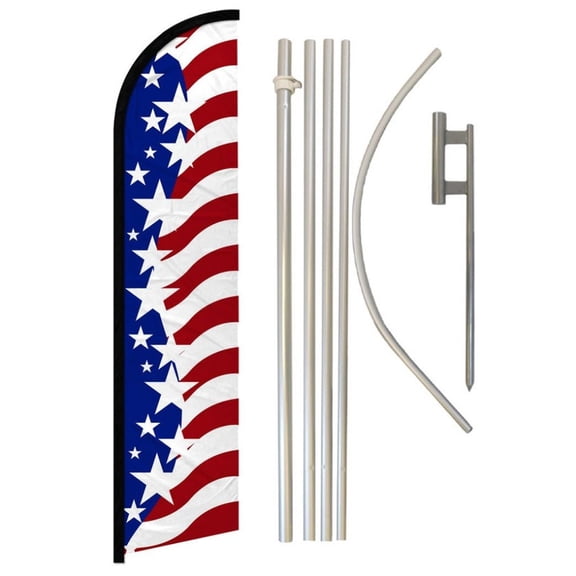 USA Star Spangled Windless Banner Flag & Pole Kit