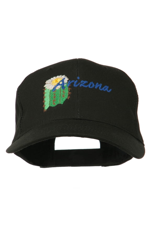 USA State Arizona Flower Embroidered Low Profile Cotton Cap - Black OSFM