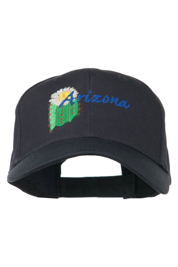USA State Arizona Flower Embroidered Low Profile Cotton Cap - Navy OSFM