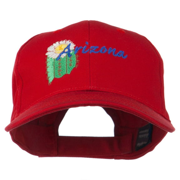 USA State Arizona Flower Embroidered Low Profile Cotton Cap - Red OSFM