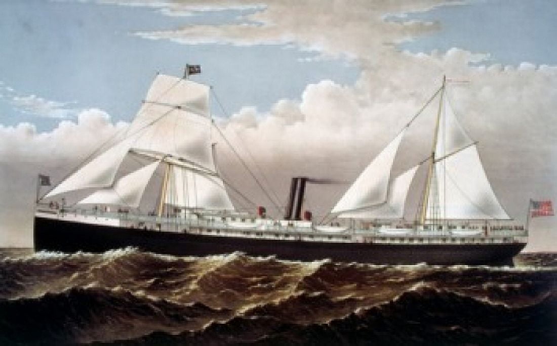 USA State of California Pacific Coast Steamship Cos Steamer Goodall Perkins & Co Currier & Ives (1857-1907) USA Washington DC Library of Congress Canvas Art - Currier and Ives (18 x 24)