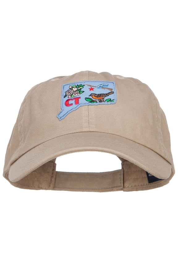 USA State Connecticut Patched Low Profile Cap - Khaki OSFM