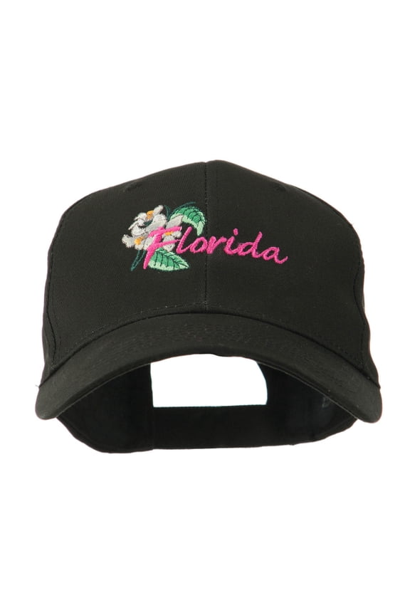 USA State Flower Florida Orange Blossom Embroidery Cap - Black OSFM