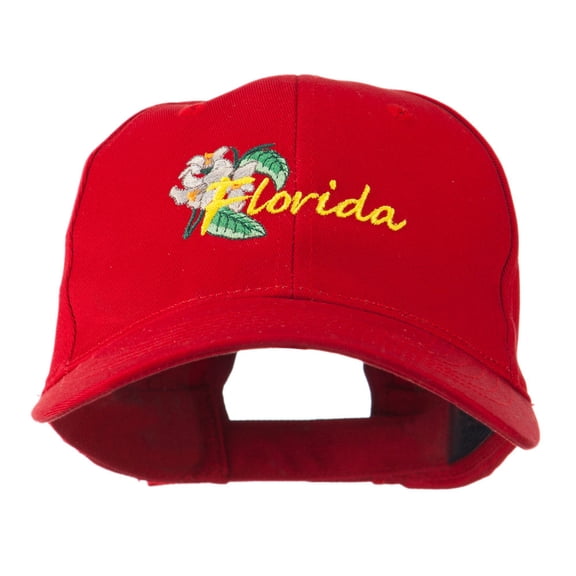 USA State Flower Florida Orange Blossom Embroidery Cap - Red OSFM