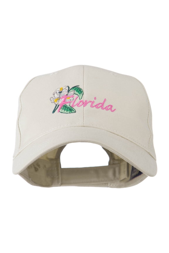 USA State Flower Florida Orange Blossom Embroidery Cap - Stone OSFM