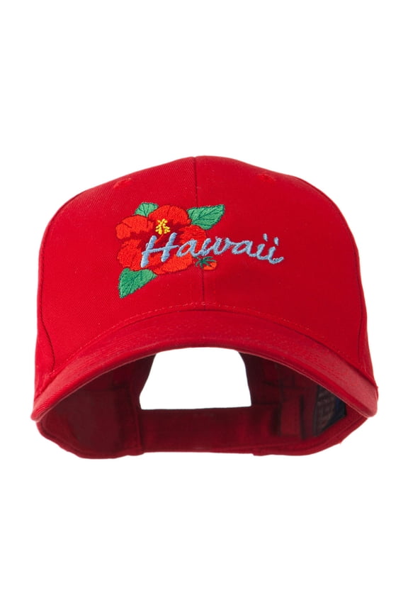 USA State Flower Hawaii Hibiscus Embroidery Cap - Red OSFM
