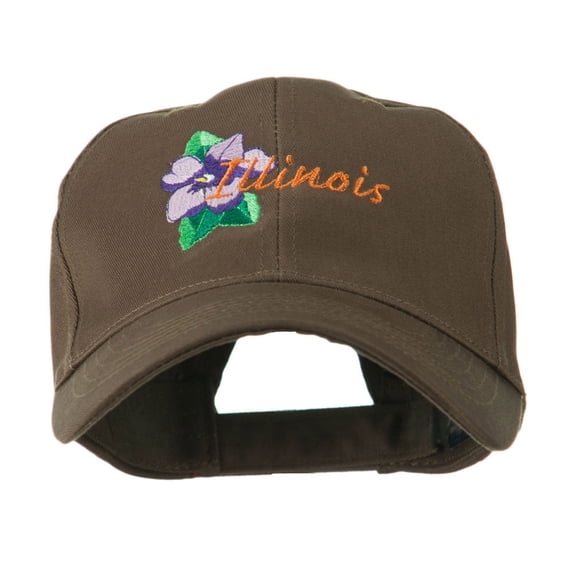 USA State Flower Illinois Violet Embroidered Cap - Brown OSFM