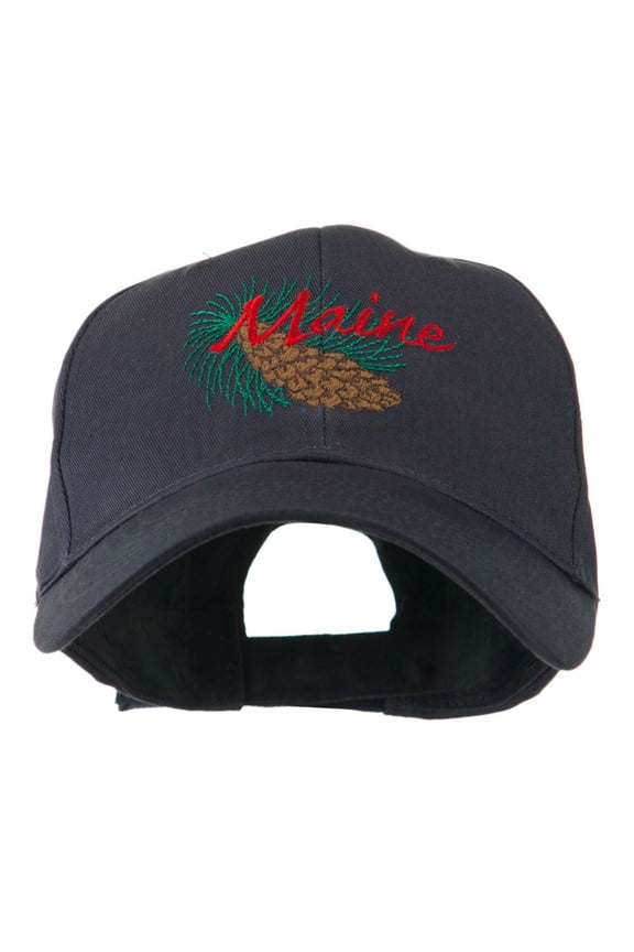 USA State Flower Maine Pine Cone and Tassel Embroidered Cap - Navy OSFM
