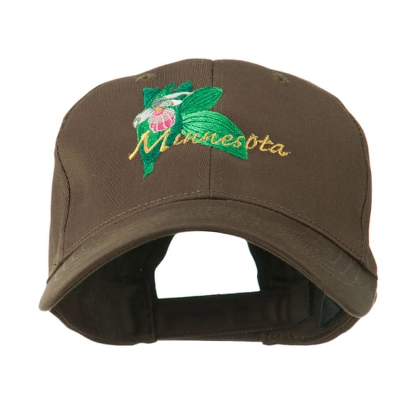 USA State Flower Minnesota Embroidery Cap - Brown OSFM