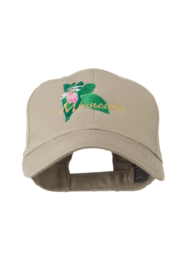 USA State Flower Minnesota Embroidery Cap - Khaki OSFM