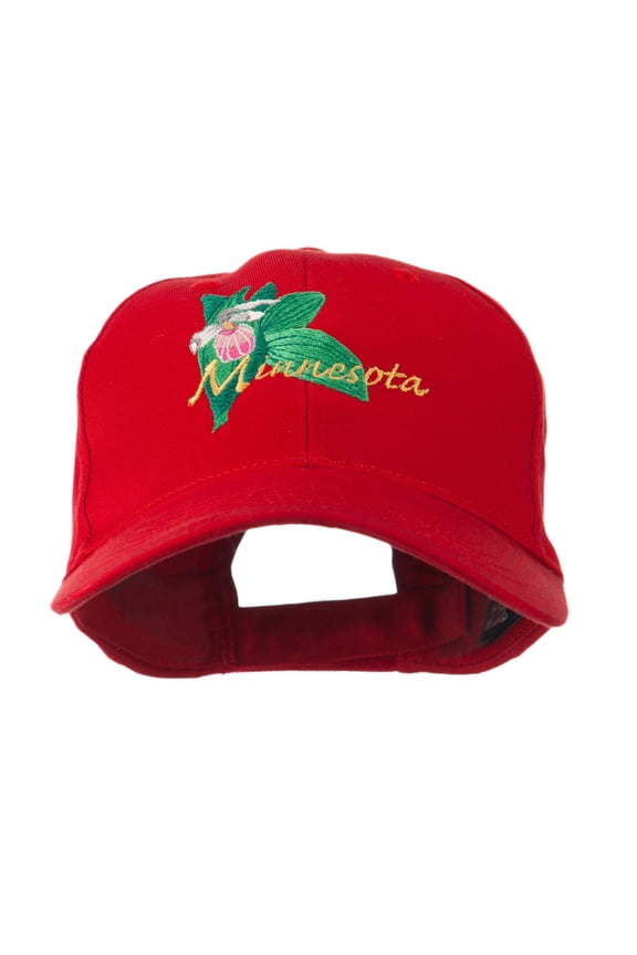 USA State Flower Minnesota Embroidery Cap - Red OSFM