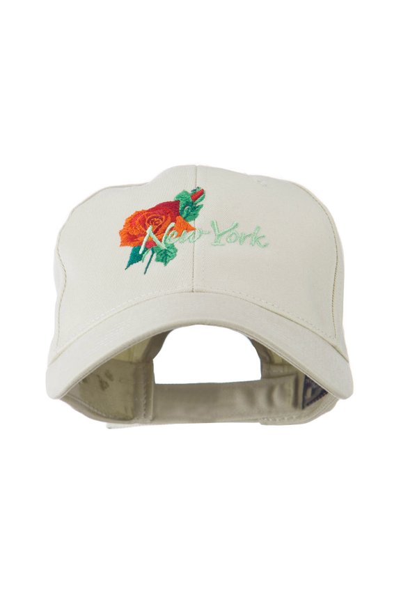 USA State Flower New York Rose Embroidery Cap - Stone OSFM