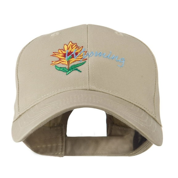 USA State Flower Wyoming Indian Paintbrush Embroidered Cap - Khaki OSFM