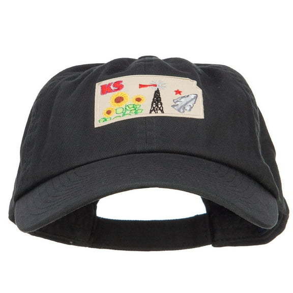 USA State Kansas Patched Low Profile Cap - Black OSFM