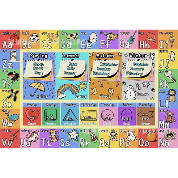 USA State Landmark Illustrated Map Area Rug