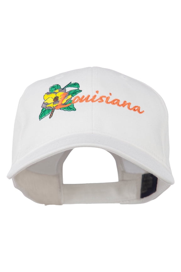 USA State Louisiana Flower Embroidered Low Profile Cap - White OSFM