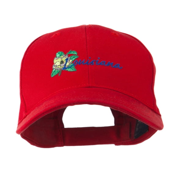 USA State Louisiana Southern Magnolia Embroidery Cap - Red OSFM