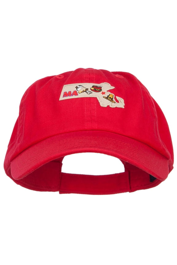 USA State Massachusetts Patched Low Profile Cap - Red OSFM