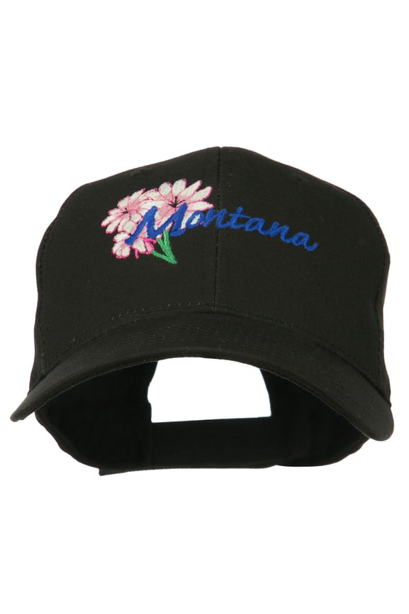 USA State Montana Bitter Root Embroidered Low Profile Cap - Black OSFM