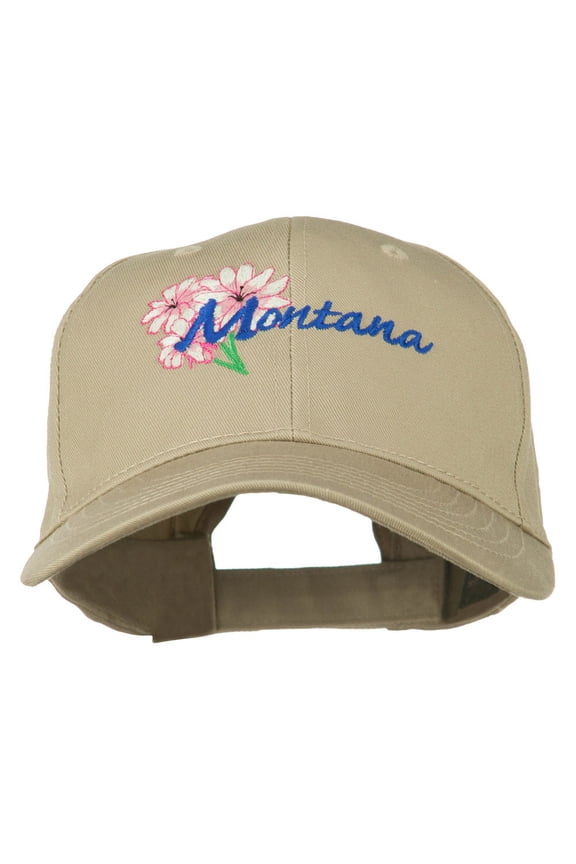USA State Montana Bitter Root Embroidered Low Profile Cap - Khaki OSFM