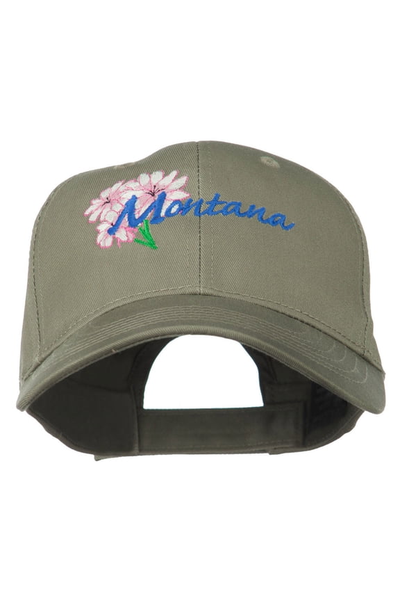 USA State Montana Bitter Root Embroidered Low Profile Cap - Olive OSFM